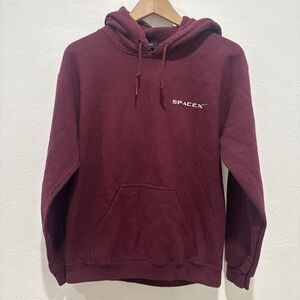 Space X Mens Sweater S Small Maroon Hoodie Pullover Pockets Sweatshirt